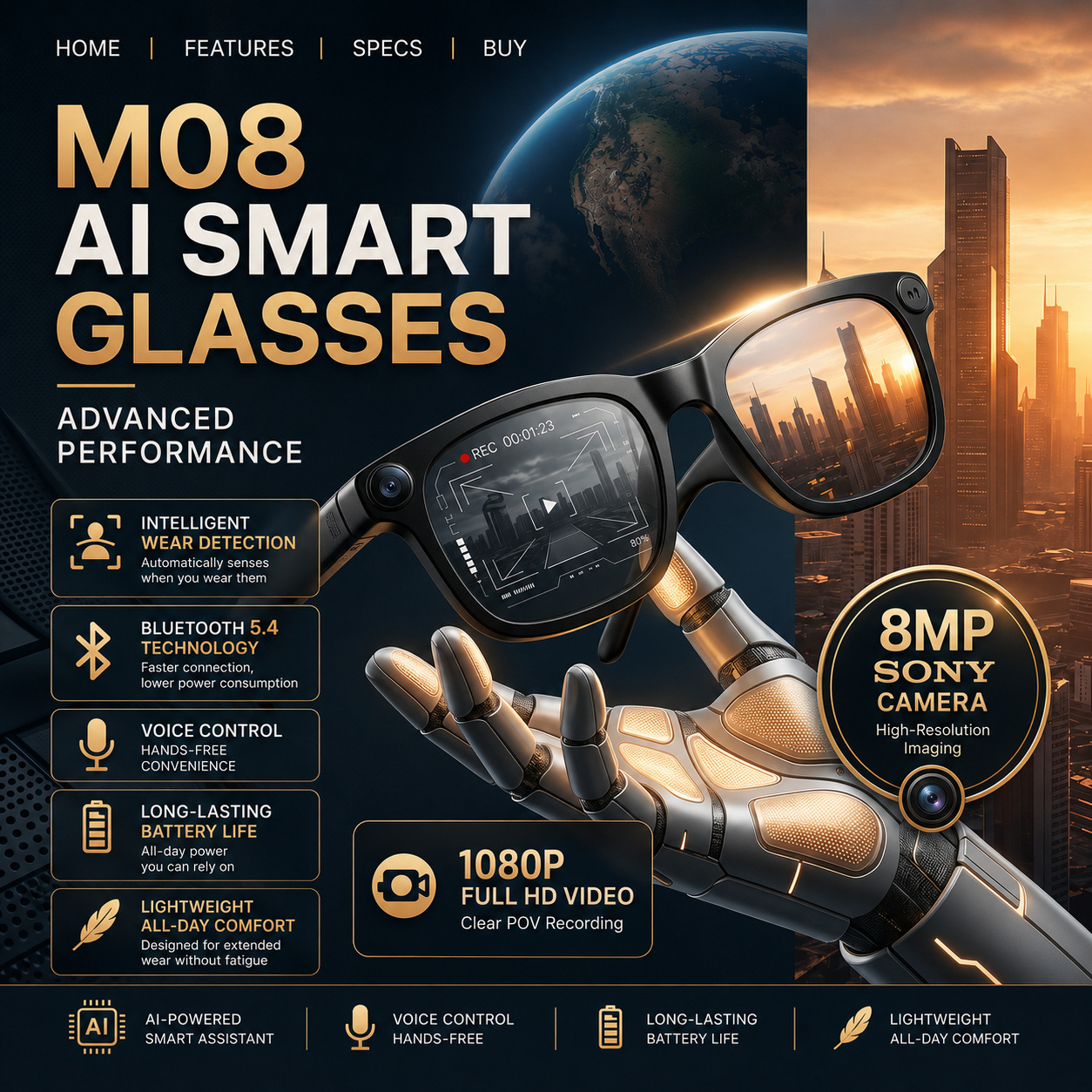 Smart Home Speaker - New 2026 Smart Glasses Bluetooth Open