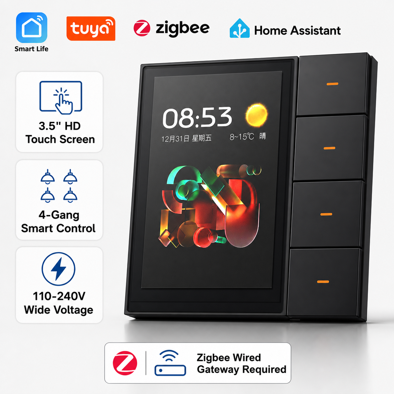 Smart Home System - F3-pro Tuya Smart Panel ZigBee Wall