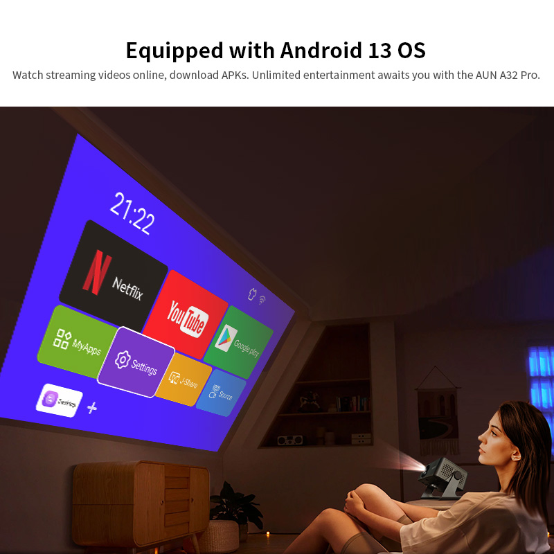 AUN Android Projector A32 Pro  - مراجعة Smart Home X10 وسعره