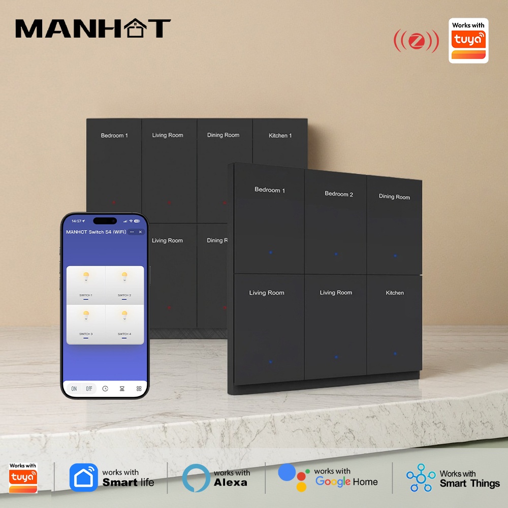 Manhot DIY Name Switch Zigbee  - مراجعة Smart Home Button وسعره
