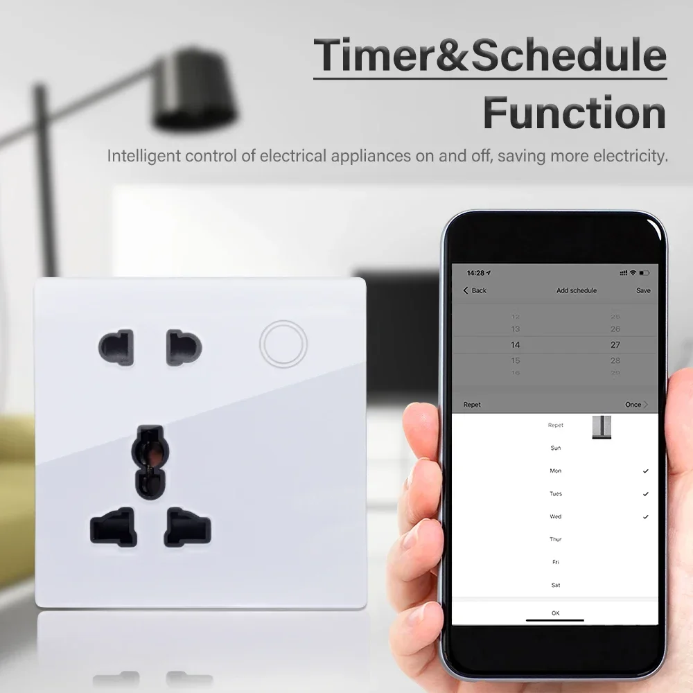 Customized Smart WiFi Wall Soc - مراجعة Smart Home Web وسعره
