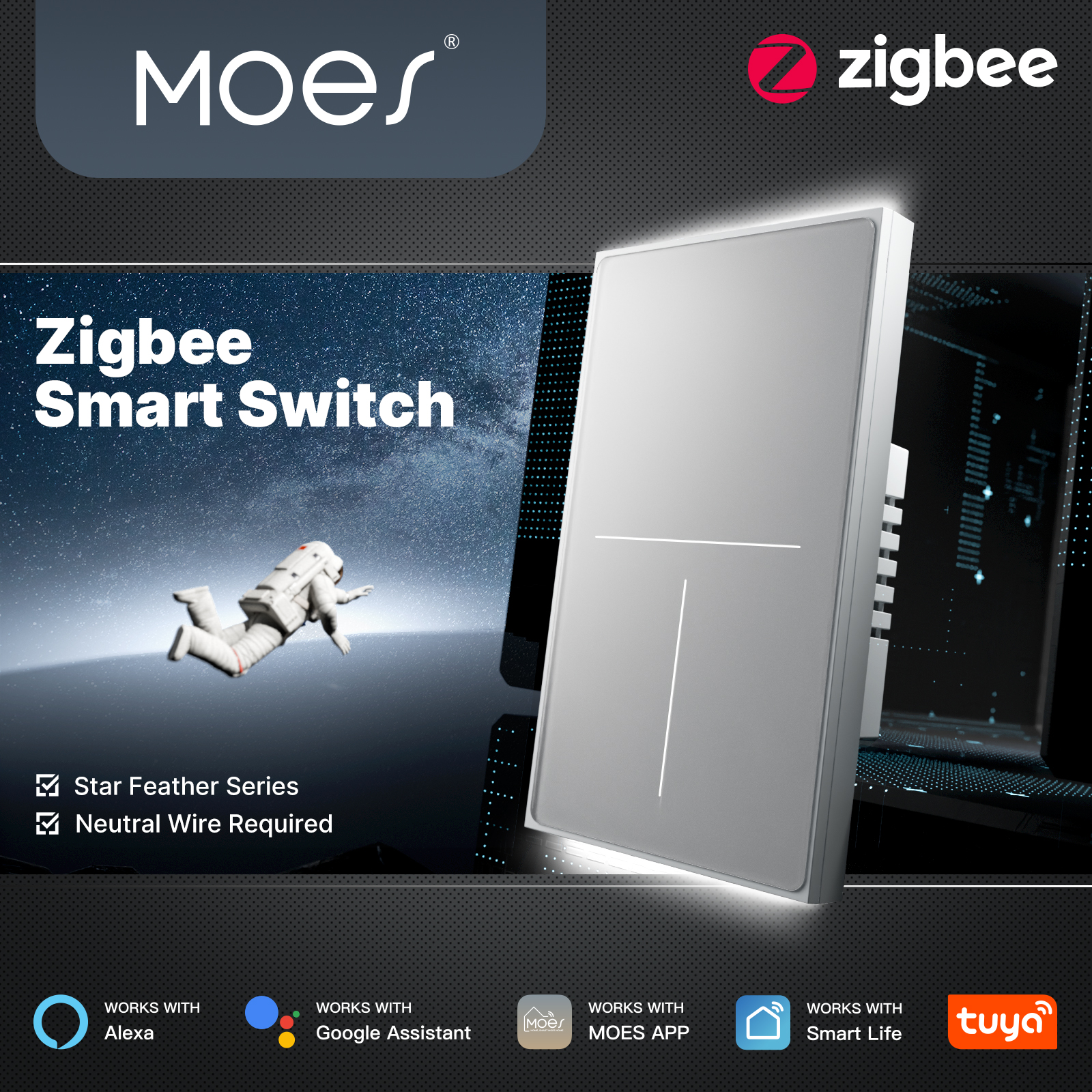 MOES Tuya ZigBee Star Feather  - مراجعة Smart Home Button وسعره