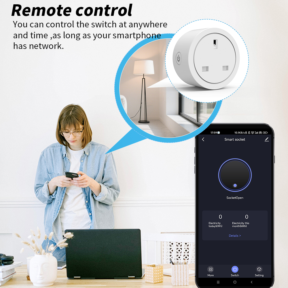 WiFi Smart Socket 16A UK plug  - مراجعة Smart Home Energy App وسعره