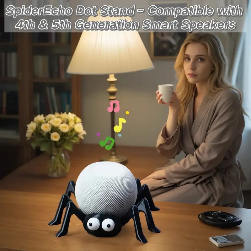 3D Printed Spider-Themed Stand - مراجعة Smart Home Speaker وسعره