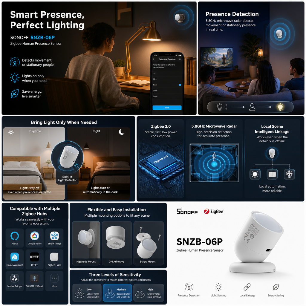 SONOFF SNZB-06P Zigbee Human P - مراجعة Smart Home Retrofit وسعره