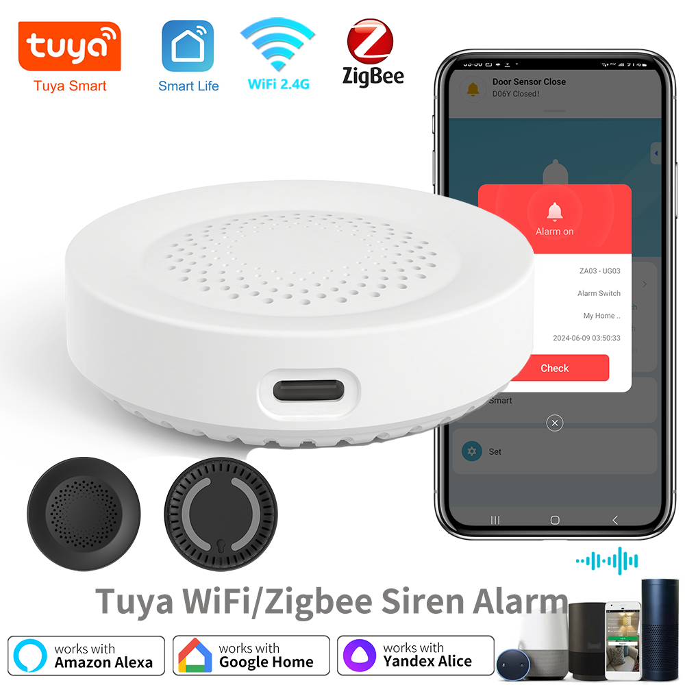 Tuya Zigbee WiFi Siren Alarm F - مراجعة Smart Home Speaker وسعره