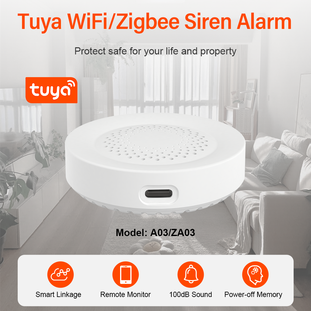 Tuya Zigbee WiFi Siren Alarm F - مراجعة Smart Home Speaker وسعره
